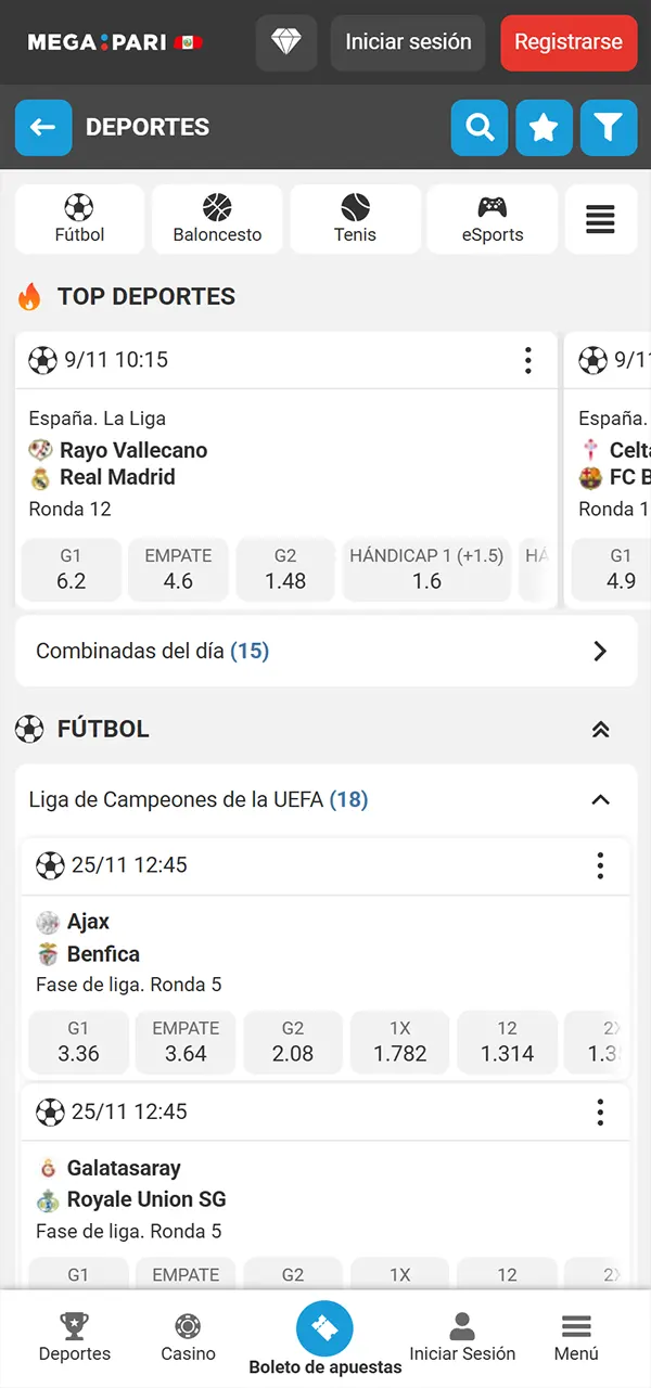 Explora la sección de deportes y haz tus apuestas en Megapari.