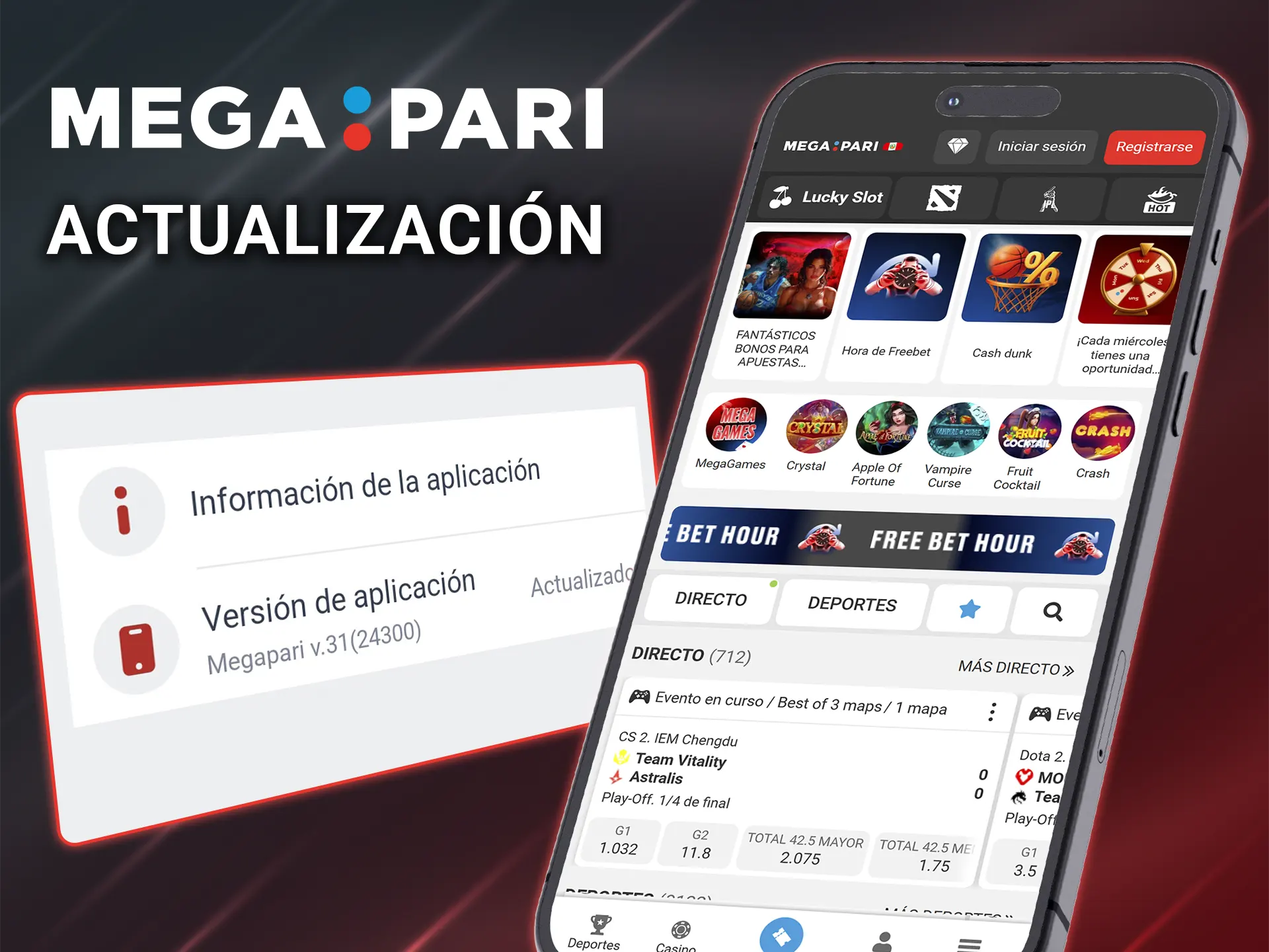 Actualiza la aplicación y disfruta de nuevas funciones en Megapari.