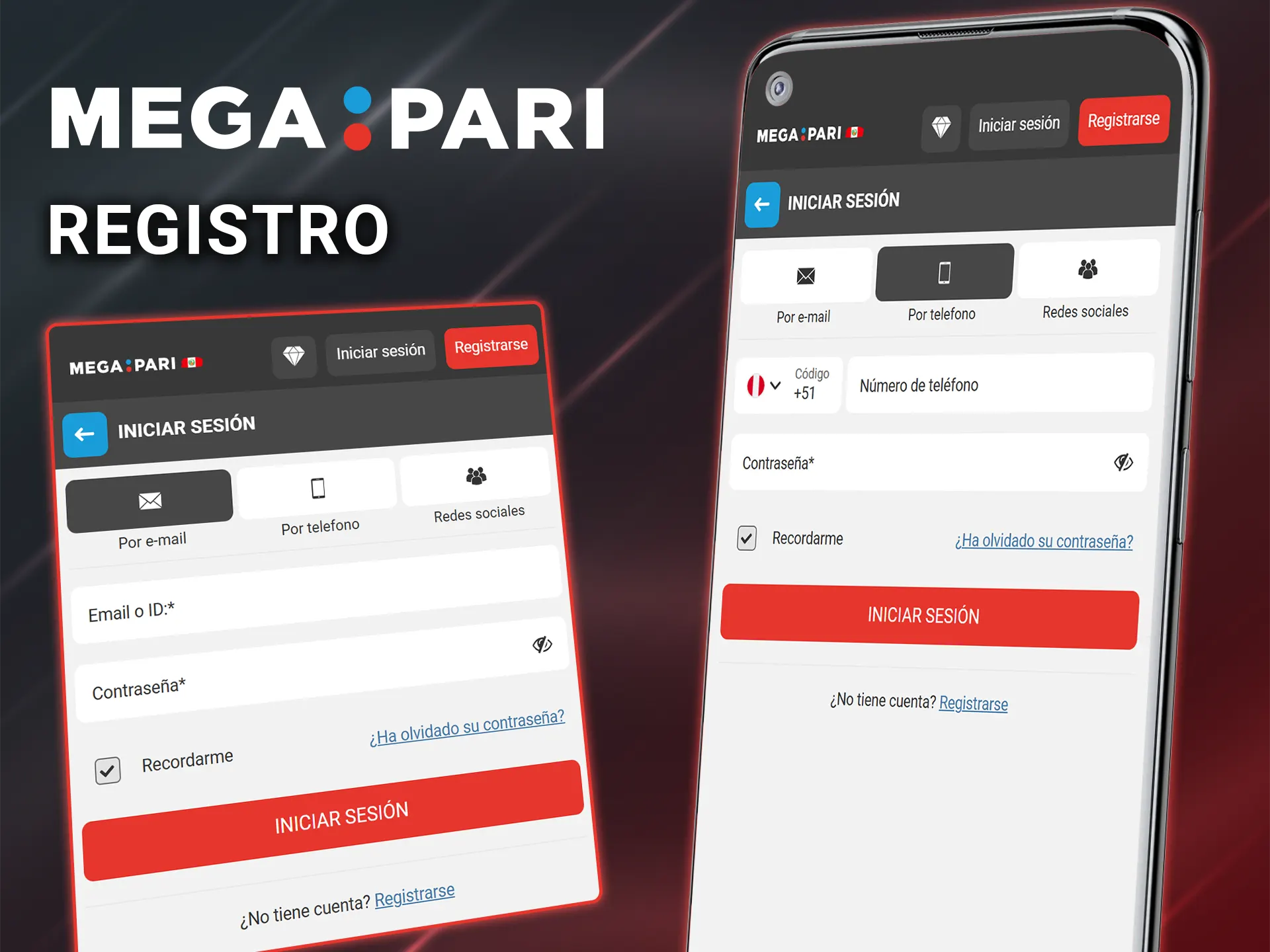 Regístrate de la forma que te resulte más cómoda en la plataforma Megapari.