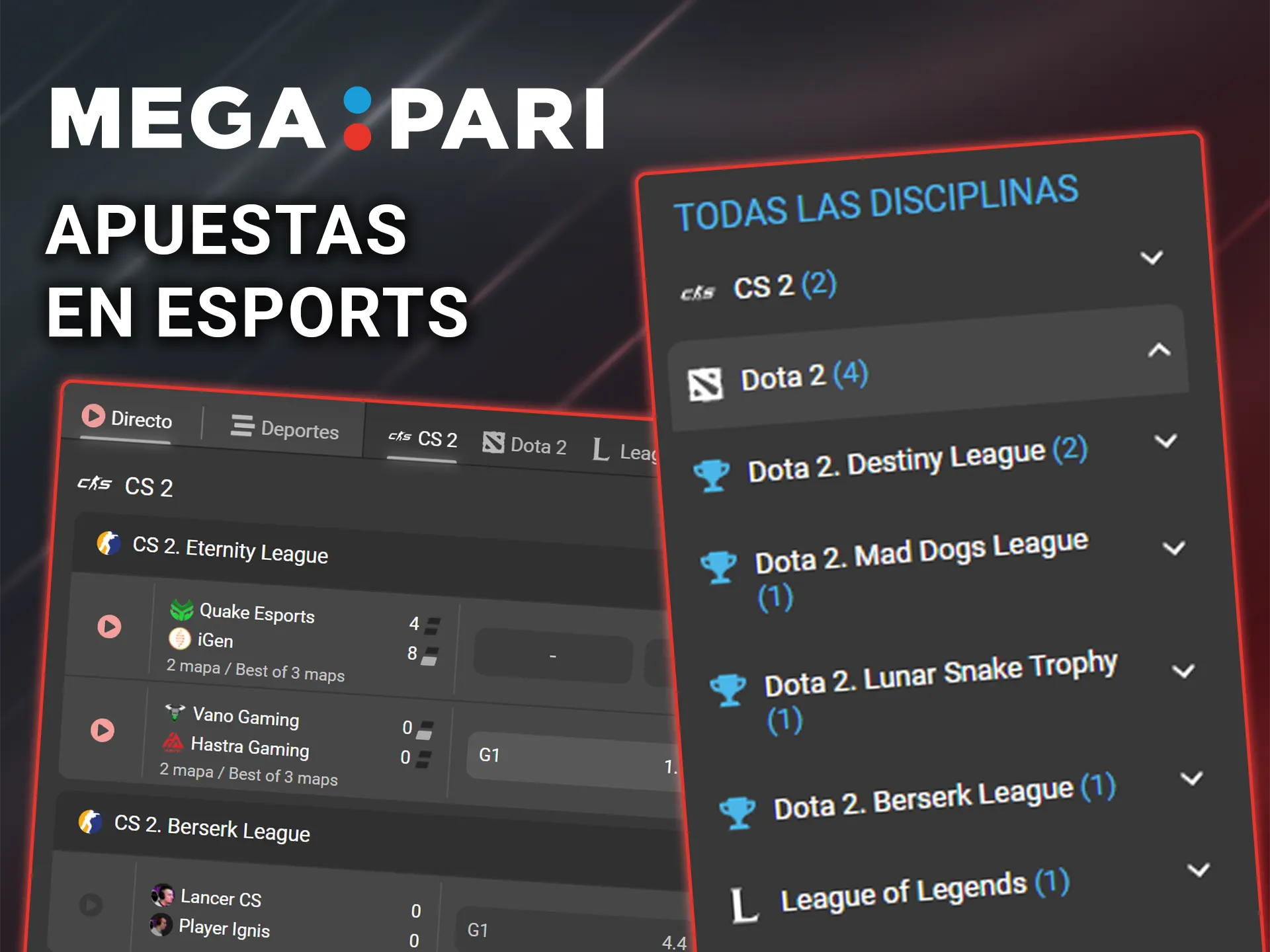 Apuesta por los principales eventos de los deportes electrónicos en Megapari.