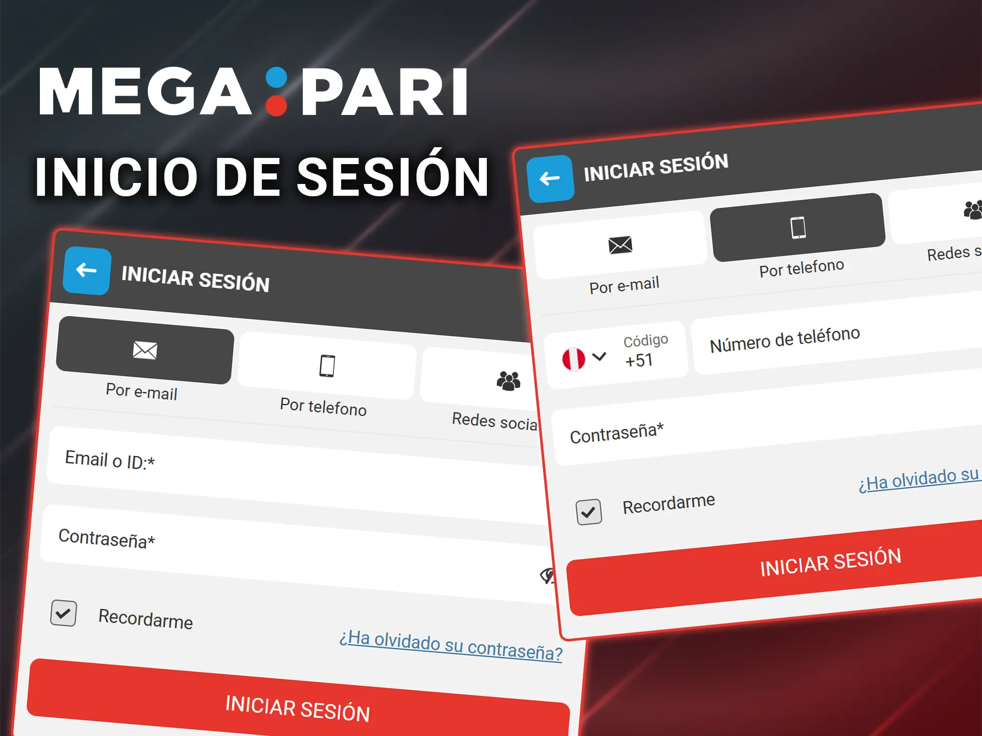 Inicie sesión en su cuenta para acceder a la plataforma Megapari.