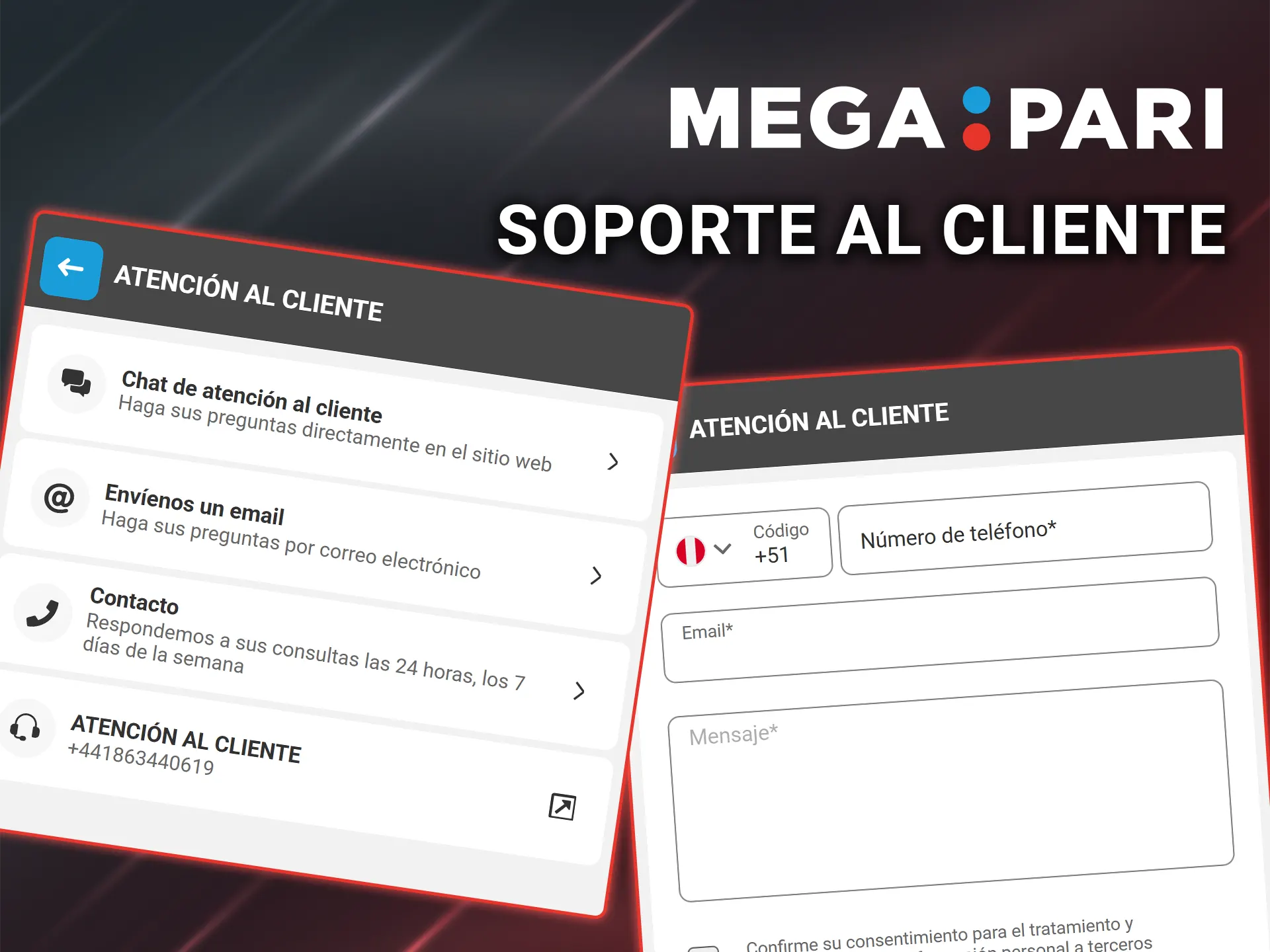 Ponte en contacto con el servicio de asistencia y obtén ayuda rápidamente en Megapari.