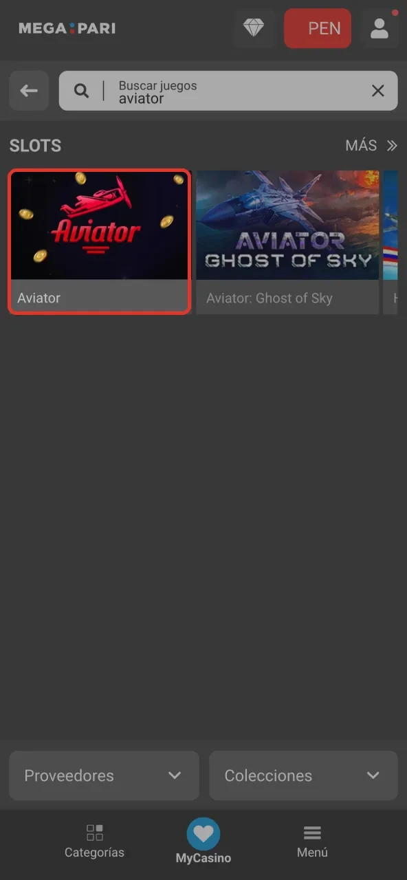 Busca Aviator en Megapari tras iniciar sesión y empieza ya.