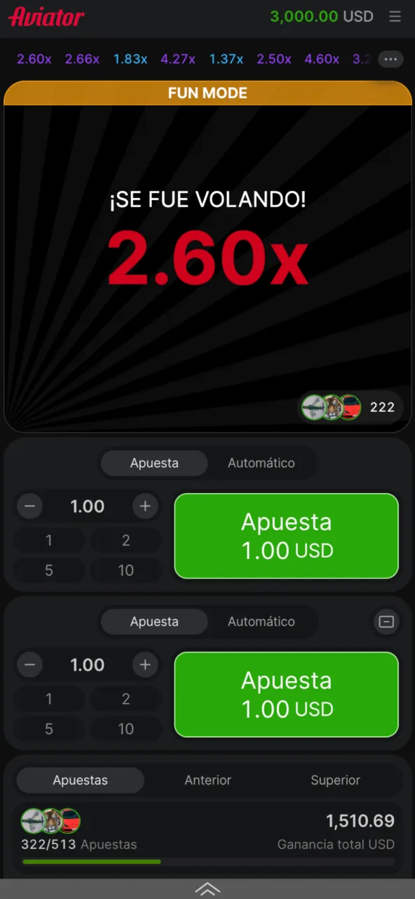 Final de la ronda Aviator en Megapari con avión desapareciendo.