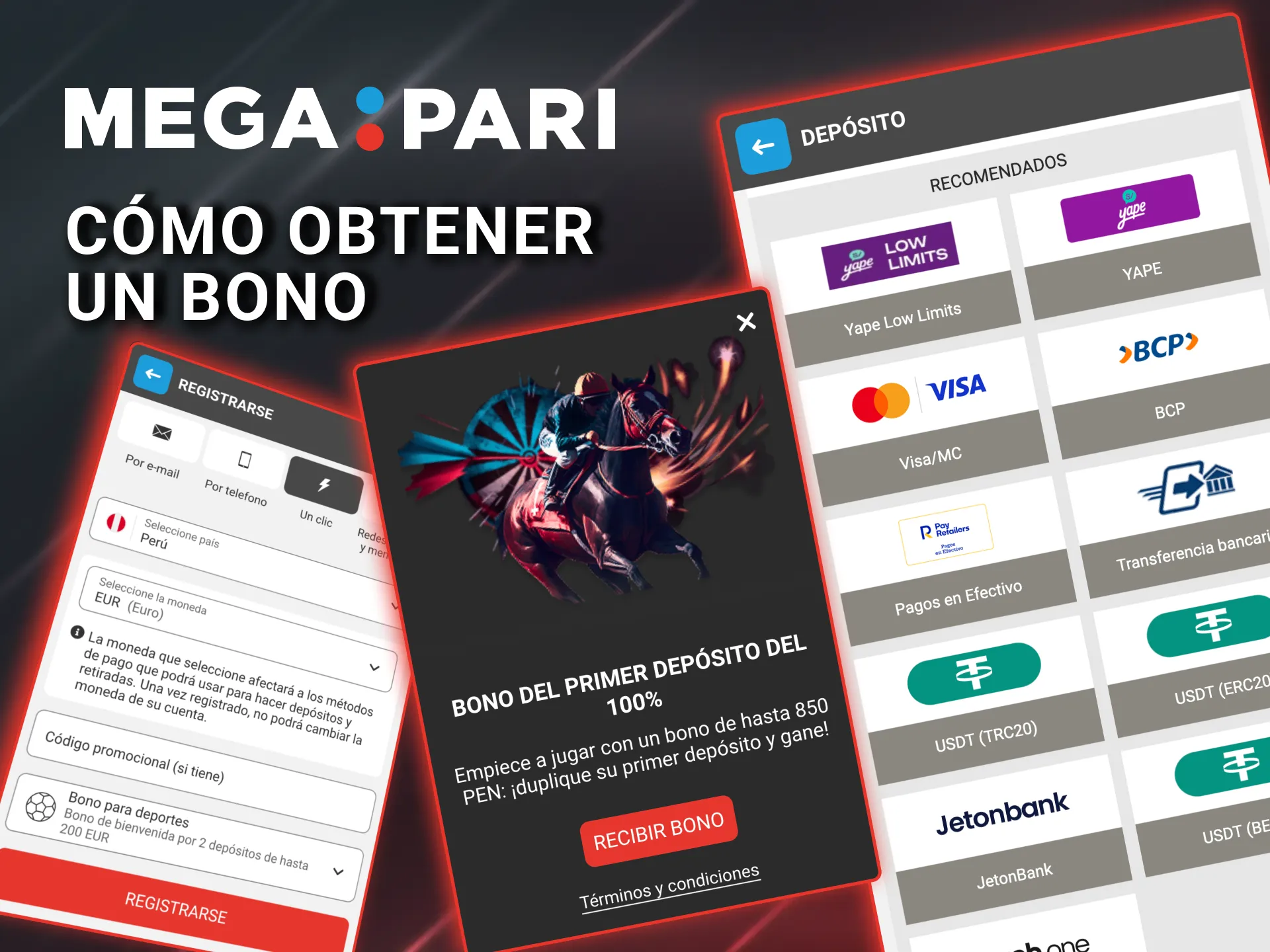 Regístrate en Megapari Perú y reclama tu bono con depósito inicial.