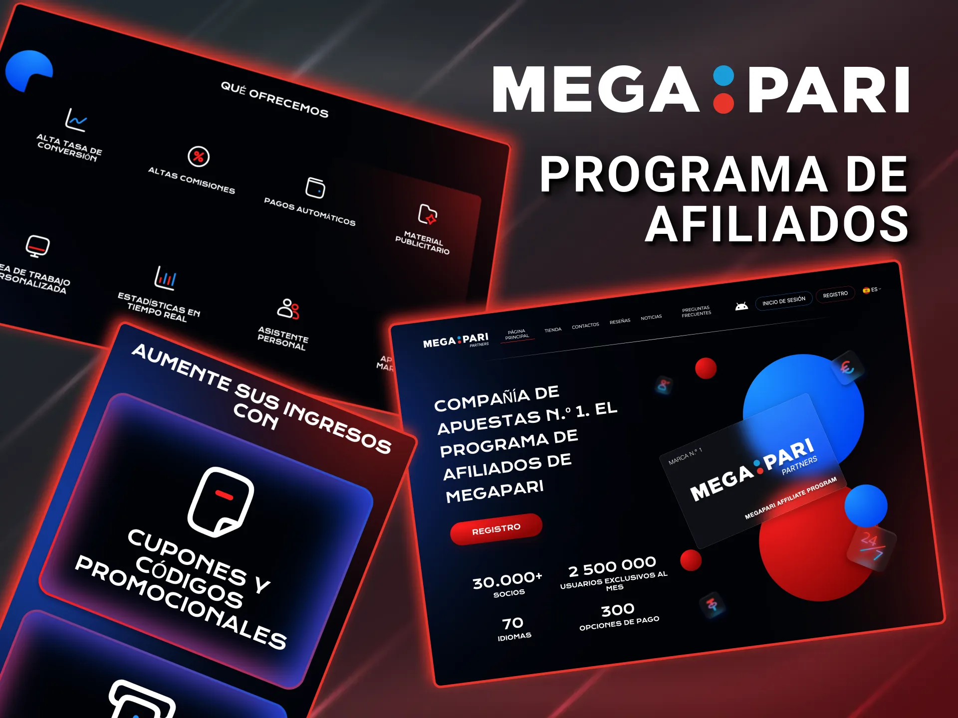 Programa de afiliados Megapari Perú monetiza tráfico con revenue share.