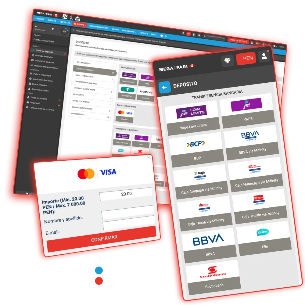 Megapari ofrece depósitos locales y cripto en Perú con acreditación inmediata y bono de bienvenida.