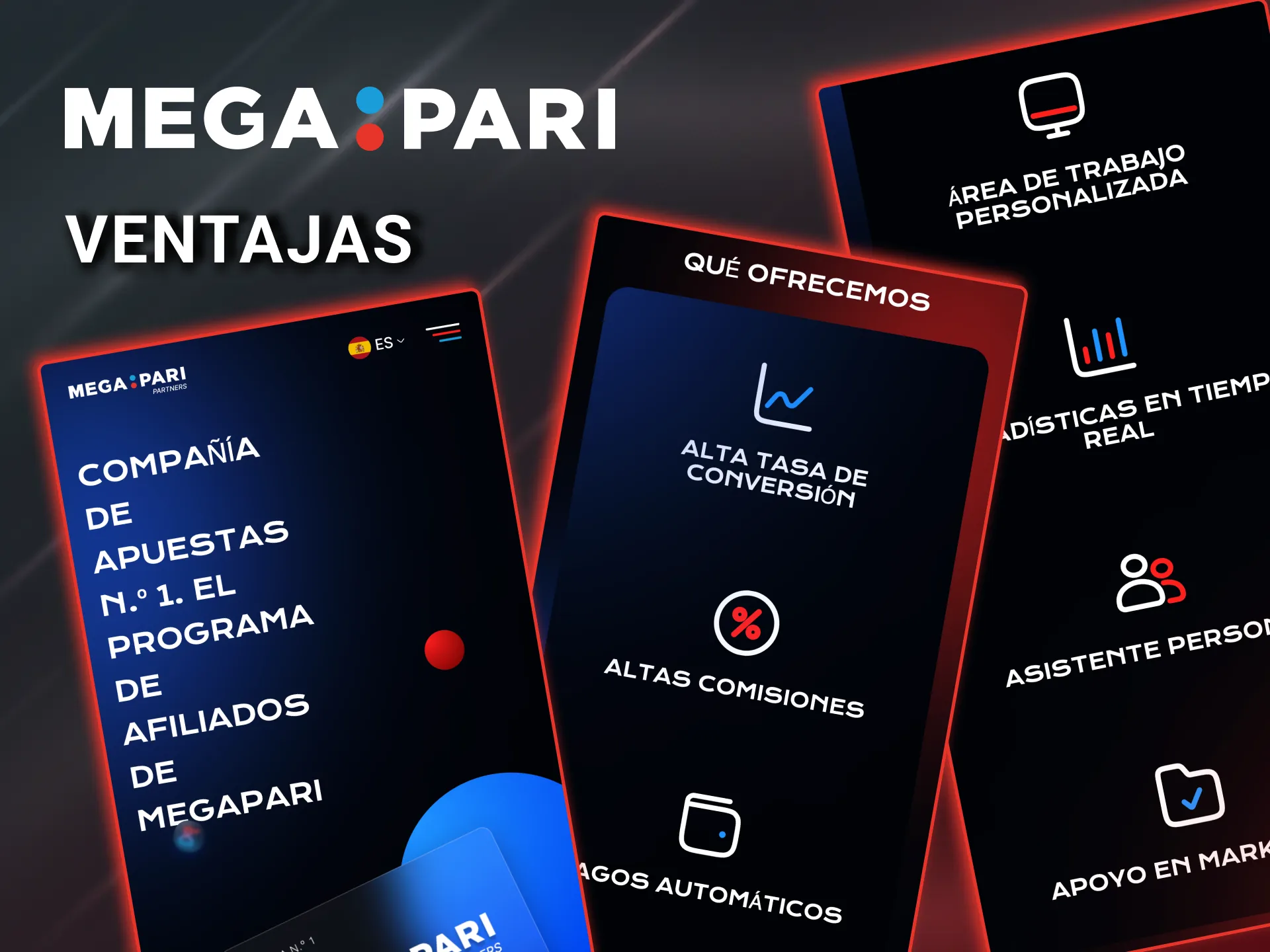 En Megapari disfrutas programa de afiliados con panel de métricas, ofertas multiformato y comisiones escalables.
