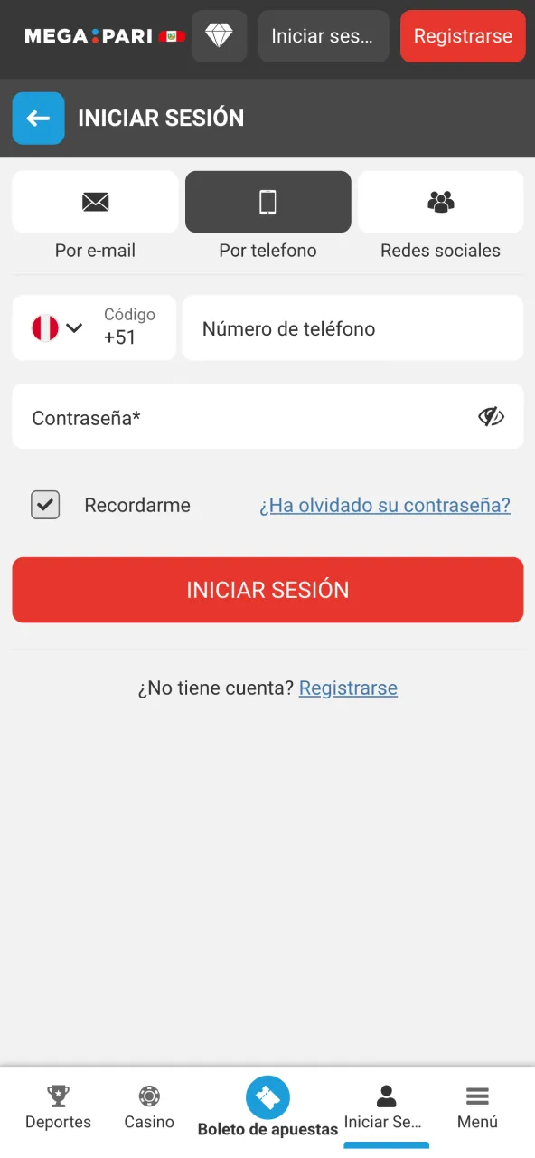 Verifica identidad en Megapari Perú usando tu código 2FA activo.