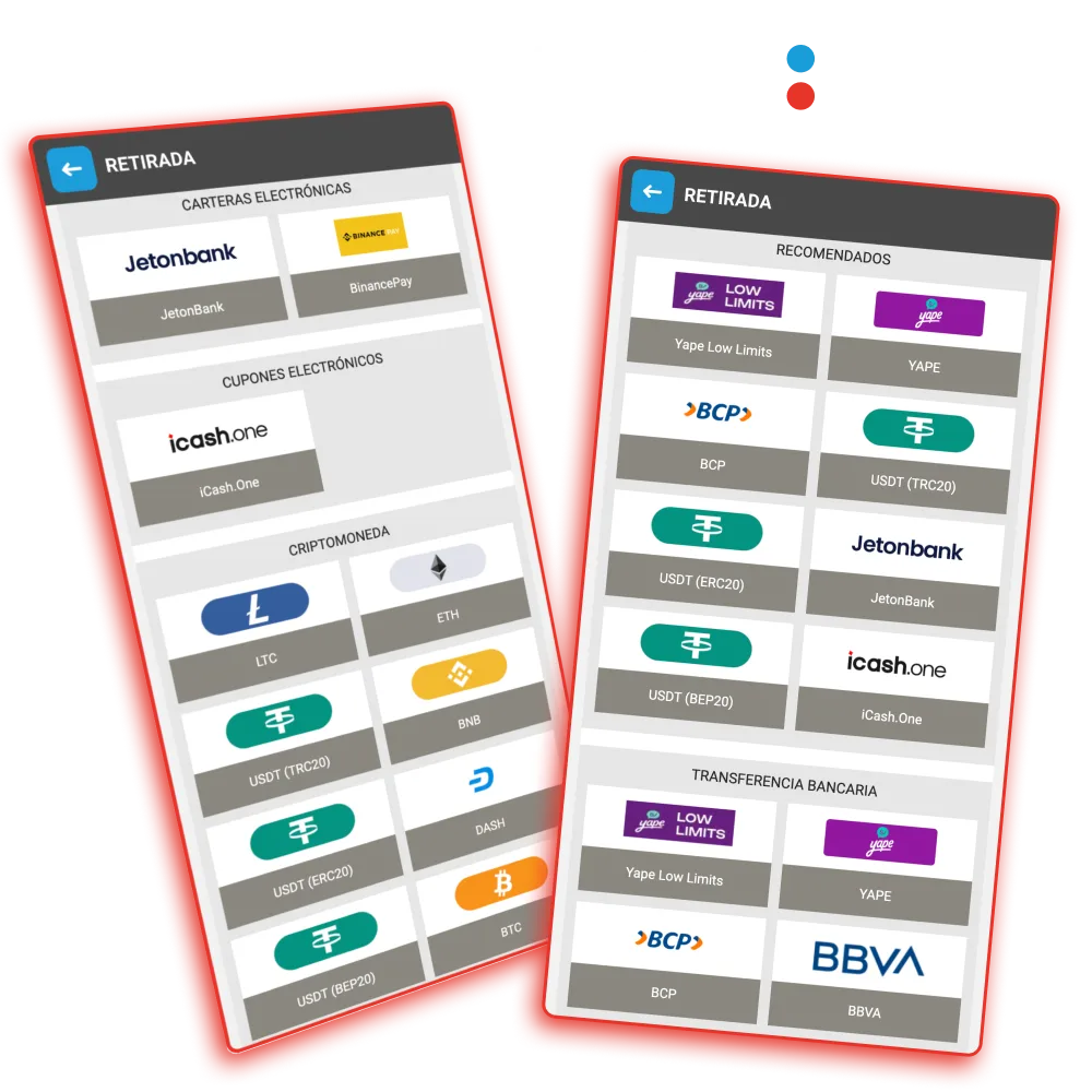 Megapari Perú ofrece hasta diez métodos confiables para retirar ganancias.