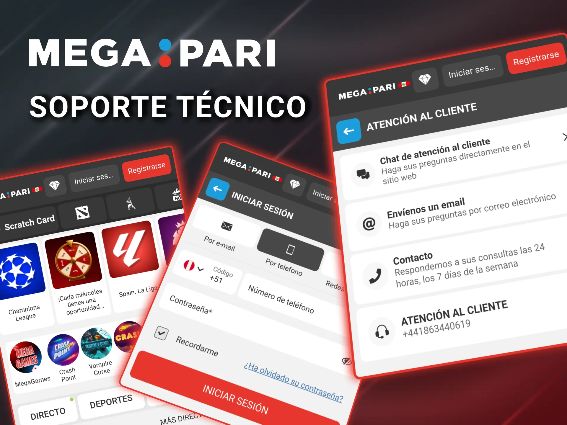 Megapari Perú ofrece soporte técnico para acceso pagos y juegos en línea.